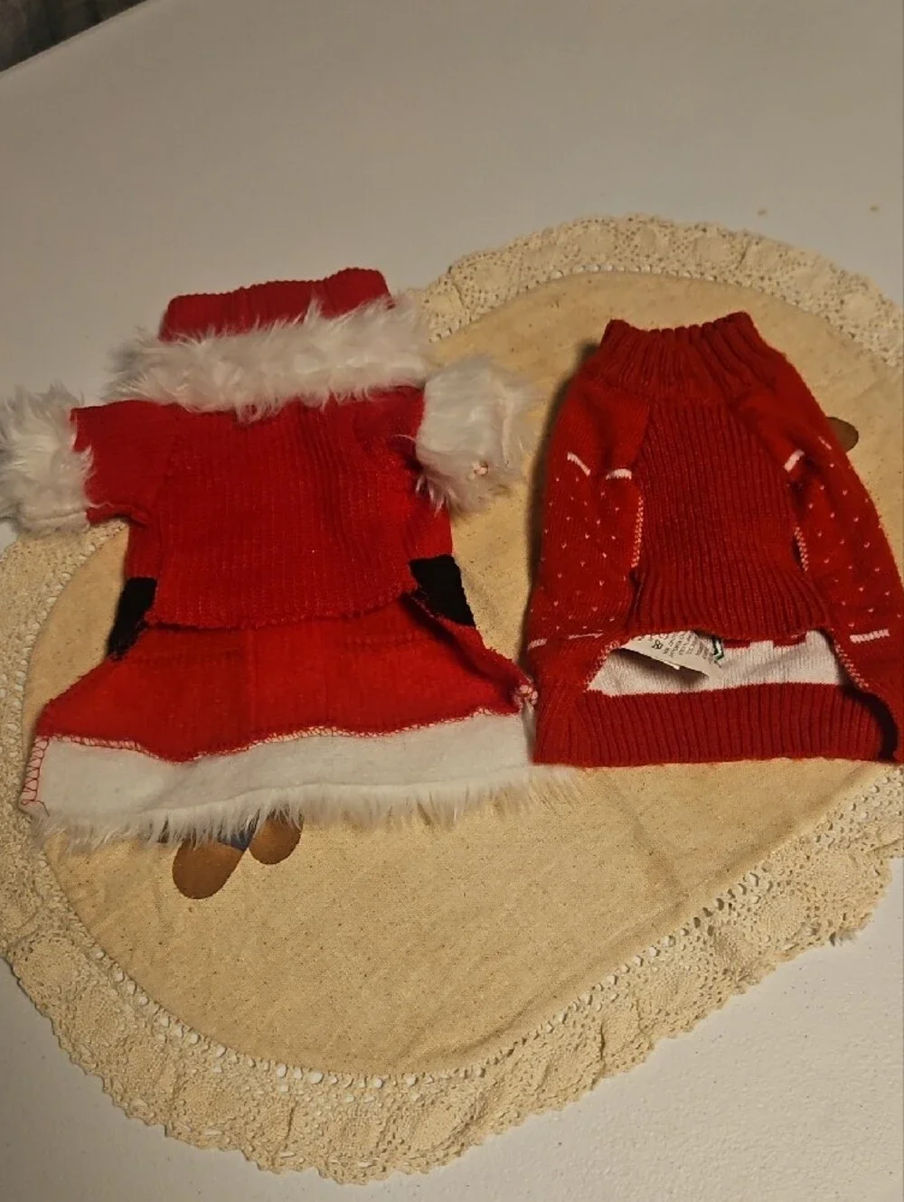 Santa Dog Sweater(Small) & Christmas Tree Knit Sweater (XS)